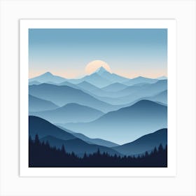 Misty mountains background in blue tone 70 Art Print