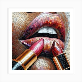 Mosaic Lips Art Print