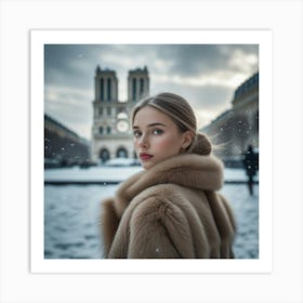 Portrait Of A Woman In Winter for Wall Decoration Art Print