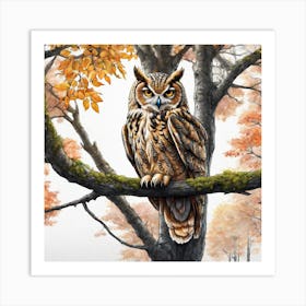 Owl In The Tree Art Print