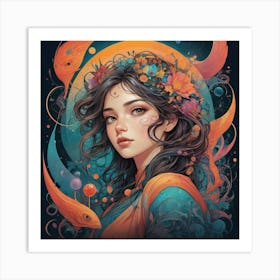 Girl With Fish Art Print