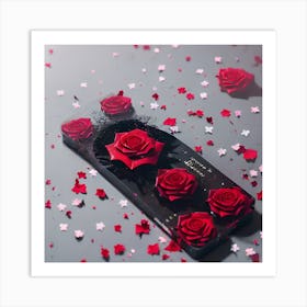 Roses On A Black Background Art Print