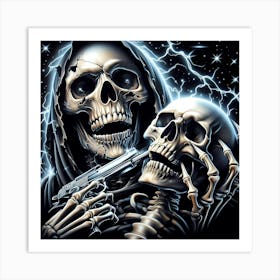 Skeletons With Guns Art Print