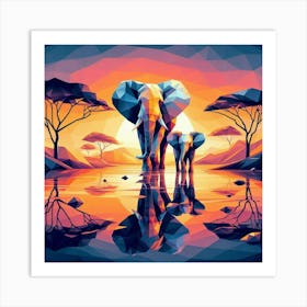 The Wind and Rain Dancers Elephants Art Print