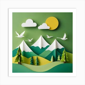 Paper - Mountains Stock Videos & Royalty-Free Footage 1 Art Print