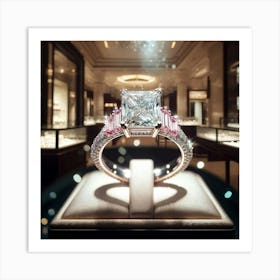 Pink Sapphire Engagement Ring Art Print