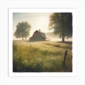 Barn In The Mist 2 Art Print