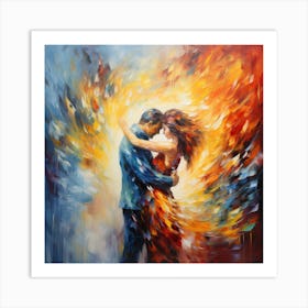 The Couple Is Surrounded By Flames And Love Art Print