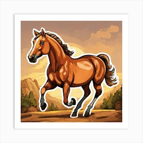 Horse Running In The Field Art Print