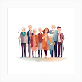 Old People In A Group Art Print