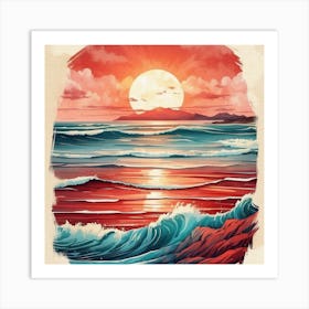 Sunset At The Beach Art Print