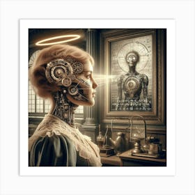 Woman With A Clock Art Print