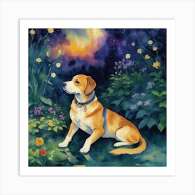 Beagle In The Garden Art Print