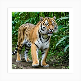 Tiger Feline Carnivore Striped Majestic Powerful Wildcat Big Cat Roaring Stealthy Predator (1) Art Print