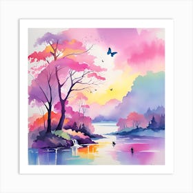 Sunrise With Butterflies Art Print