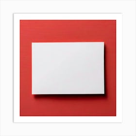 Blank White Card On Red Background Art Print