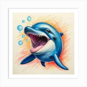 Dolphin Drawing 15 Art Print