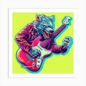 Wolf Guitar Art Print