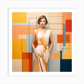 Fashion Model In A Dress Art Print