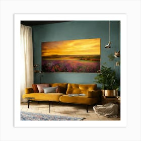 Sunset In A Field Art Print