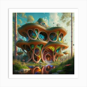 Huge colorful futuristic house design with vibrant details 19 Art Print