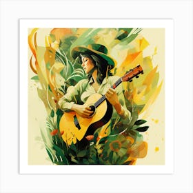 Playing The Guitar In The Jungle Art Print