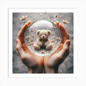 Teddy Bear In Glass Ball 1 Art Print