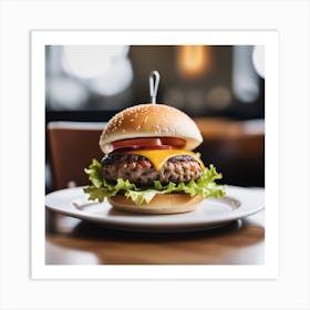 Hamburger On A Plate 54 Art Print