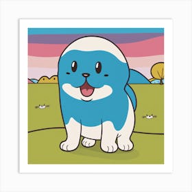 Blue And White Dog Art Print