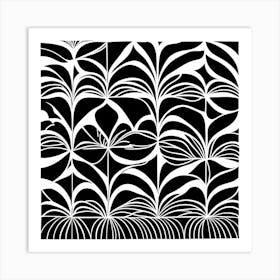 Linocut Abstract Mid Century Inspired Black And White Contrast art, 190 Art Print