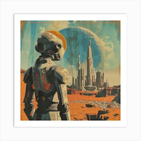 Retro Cyborg Sci -Fi Scene Art Print