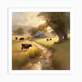 Cows In The Pasture Art Print