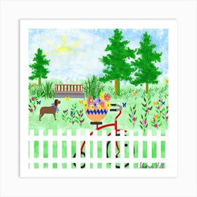 Bicycle In The Garden Art Print