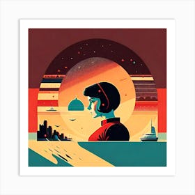 Girl In Space Art Print