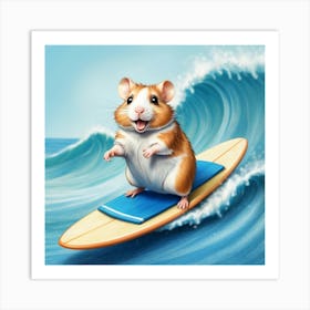 Hamster On A Surfboard 3 Art Print