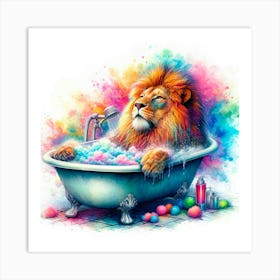 Bathing Lion 1 Art Print