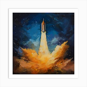 Space Rocket Launch Art Print