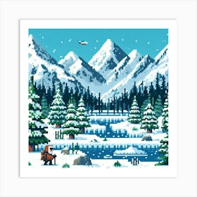 8-bit Arctic landscape 2 Art Print