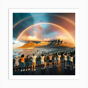 A Image Of A Beautiful Rainbow Over Cape Town Art Print