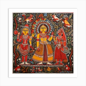 Indian Folk Painting, Traditional Painting, Acrylic On Canvas Art Print