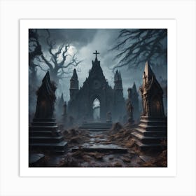 Haunted Cemetery 1 Art Print