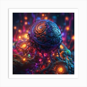 3d Fractal Art bulb Art Print