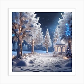 Leonardo Diffusion Xl A Realistic Snowy Winter Christmas Scene 1 Art Print