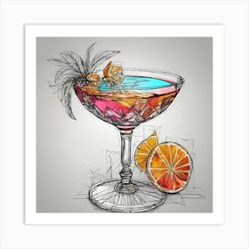 Cocktail Drawing 2 Art Print