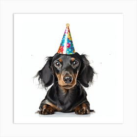 Dachshund Party Hat Art Print