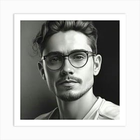 Portrait Of A Man With Glasses Art Print