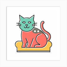 Cat Sitting On A Couch Art Print