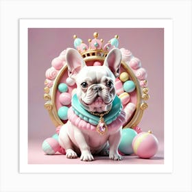 French Bulldog With Crown Art Print