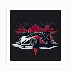 Car Red Artwork Of Graphic Design Flat (142) Art Print