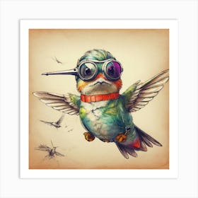 Hummingbird With Goggles Art Print